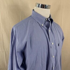 Polo Ralph Lauren XL Vintage Blake Button Down Shirt Blue Gingham Plaid Cotton